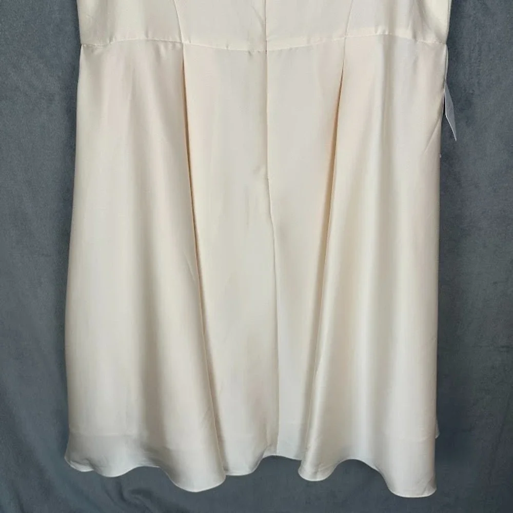 Azazie Atelier Olivia Dress Womens 24 Cream Pleated Midi Wedding Guest Cocktail - Picture 7 of 16